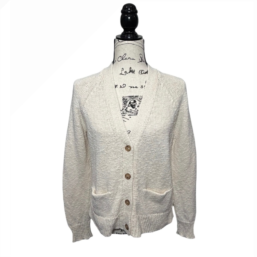 Jenni Kayne Cruise Standord Cotton & Linen‎ Cardigan Sweater Womens Medium Ivory